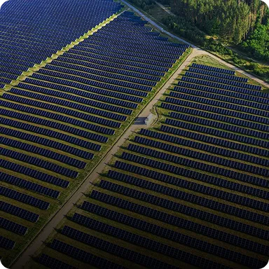 Aerial view of solar farm
